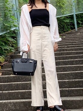 「Aunt Marie's（アントマリーズ）のAUNT MARIE'S フェイクレザースクエアサンダル（サンダル）」を使った、anoさん（レディース・162cm）の秋コーディネート