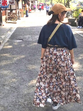 「コーデュロイキャップ」｜「アイテム（アナログ腕時計）」を使った、m!yaさん（レディース・156cm）の秋コーディネート