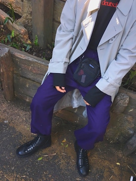 「ブーツイン」｜「アイテム（トレンチコート）」を使った、ｺ ｳ ｾ ｲさん（メンズ・175cm）の秋コーディネート
