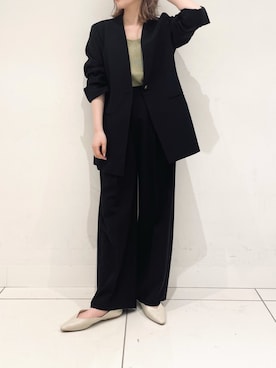 「SENSE OF PLACE by URBAN RESEARCH（センスオブプレイスバイアーバンリサーチ）のアイテム（ノーカラージャケット）」を使った、shiroさん（レディース・153cm）の冬コーディネート
