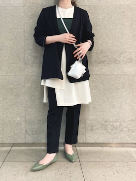 「SENSE OF PLACE by URBAN RESEARCH（センスオブプレイスバイアーバンリサーチ）のアイテム（ノーカラージャケット）」を使った、shiroさん（レディース・153cm）の春コーディネート