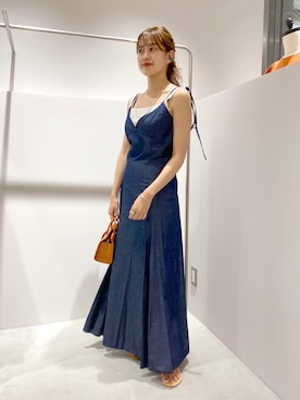 「ニットキャミソール」｜「アイテム（ワンピース/ドレス）」を使った、IKI_160cmさん（レディース・159cm）の夏コーディネート