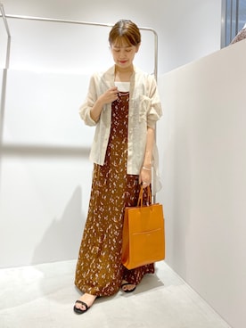 「ニットキャミソール」｜「アイテム（ワンピース/ドレス）」を使った、IKI_160cmさん（レディース・159cm）の夏コーディネート