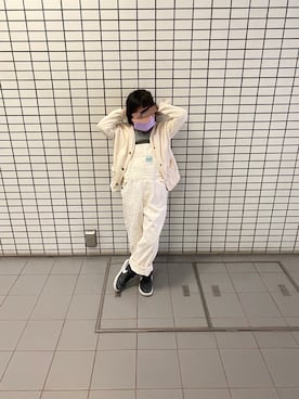 「no brand（ノーブランド）のアイテム（オールインワン・サロペット）」を使った、つっつ。さん（キッズ・120cm）の春コーディネート