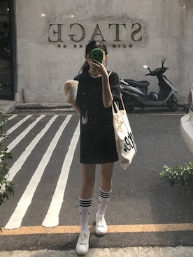 「RIPNDIP（リップンディップ）のアイテム（チュニック）」を使った、👽👅🖕さん（レディース・150cm）の秋コーディネート