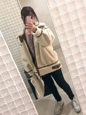 「Chico（チコ）のアイテム（ムートンコート）」を使った、Mariさん（レディース・158cm）の秋コーディネート