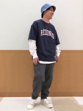「USAコットン」｜「アイテム（帽子）」を使った、coen TAKANORIさん（メンズ・166cm）の春コーディネート