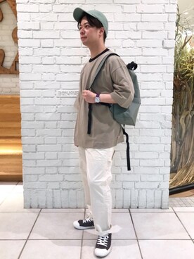 「USAコットン」｜「アイテム（キャップ）」を使った、coen TAKANORIさん（メンズ・166cm）の春コーディネート