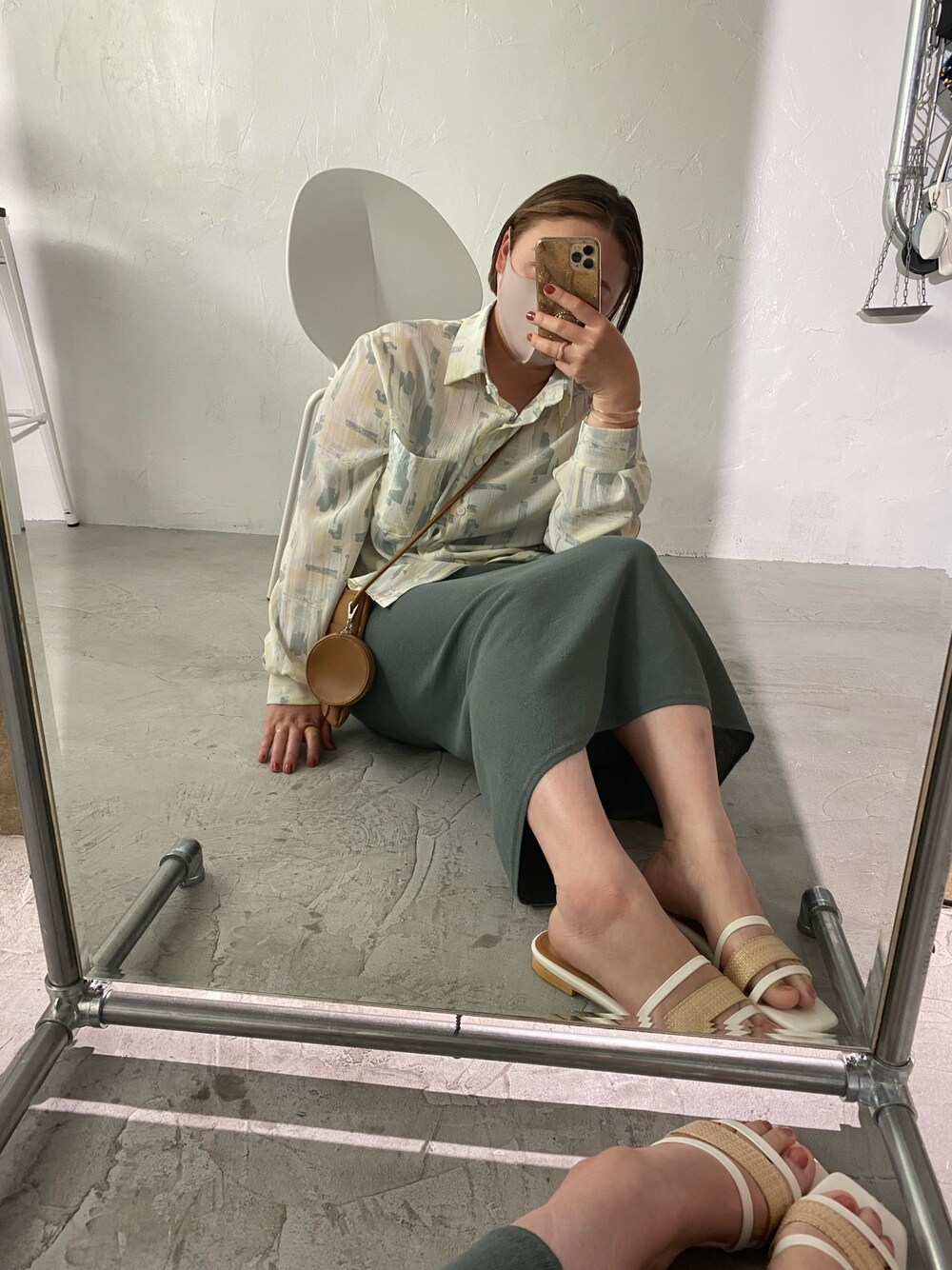 「シンプル、大人コーデ、プチプラコーデ、春夏コーデ、ootd、いいね、save、フォローお願いします🤑、おしゃれさんと繋がりたい、オトナカジュアル、セットアップ、シャツスタイル」｜「primarasのアイテム（トップス、グリーン系）」を使った、shizuuさん（レディース・152cm）の春コーディネートの1枚目の写真