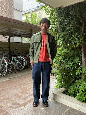 「セスラのアイテム（衬衫、グリーン系）」を使った、tmge5217さん（メンズ・162cm）の春コーディネート