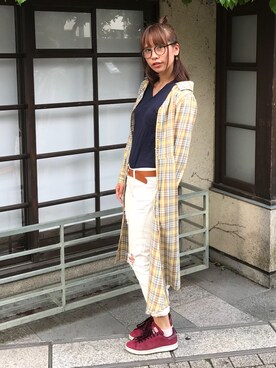 「dazzlin（ダズリン）のアイテム（シャツワンピース）」を使った、森崎恵さん（レディース・165cm）の春コーディネート