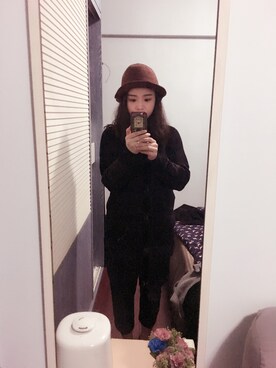 「冬日穿搭」｜一阵风CAROLさん（レディース・163cm）の冬コーディネート