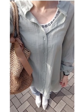 「シア―ブラウス」｜「アイテム（腕時計）」を使った、ちゃたさん（レディース・160cm）の夏コーディネート