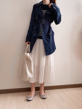 「NATURAL BEAUTY BASIC（ナチュラルビューティーベーシック）のアイテム（トレンチコート）」を使った、\  𝚖𝚘𝚖𝚘  /さん（レディース・157cm）の冬コーディネート