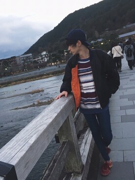 「エムエーワン」｜「アイテム（ライダースジャケット）」を使った、kayakiさん（メンズ・176cm）の冬コーディネート
