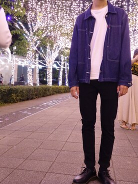 「Mr.85のアイテム（Denim jacket、ブルー系）」を使った、Ryanさん（メンズ・176cm）の冬コーディネート