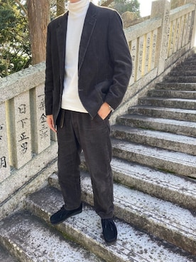 「UNIQLO（ユニクロ）のタートルネックT（長袖）（Tシャツ/カットソー）」を使った、26ryoさん（メンズ・174cm）の冬コーディネート