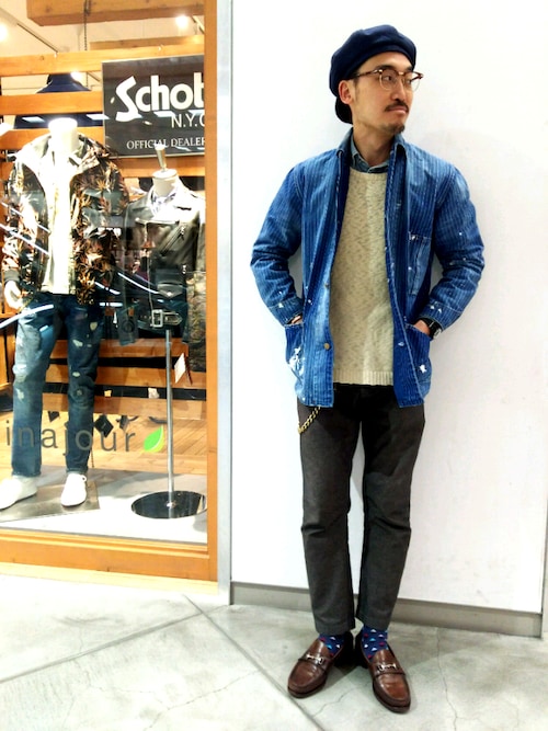 ジャケット・アウター FULLCOUNT INDIGO WABASH COVERALL 2877 38 FULLCOUNT[フルカウント] カバーオール ウォバッシュストライプ