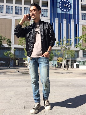 「Uncut Bound（アンカットバウンド）のアイテム（ブルゾン）」を使った、Yasunori Chijiwaさん（メンズ・175cm）の秋コーディネート