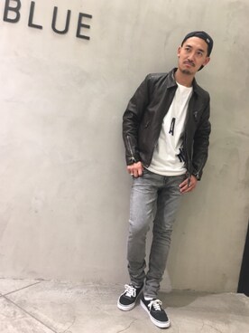「筋トレ」｜「アイテム（ジャケット/アウター）」を使った、Yasunori Chijiwaさん（メンズ・175cm）の秋コーディネート