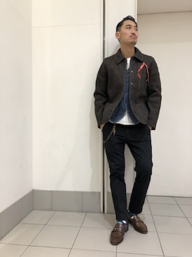 「BROWN'S BEACH JACKET（ブラウンズビーチジャケット）のアイテム（ジャケット/アウター）」を使った、Yasunori Chijiwaさん（メンズ・175cm）の冬コーディネート
