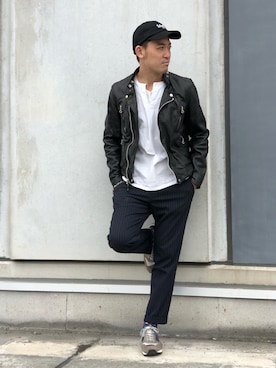 「アイテム（キャップ）」を使った、Yasunori Chijiwaさん（メンズ・175cm・30代）の秋コーディネート