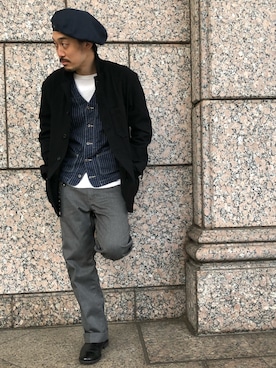 「ショット」｜「アイテム（ブーツ）」を使った、Yasunori Chijiwaさん（メンズ・175cm）の冬コーディネート