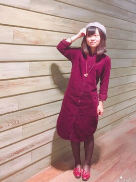 「DuKKah（デュカ）のアイテム（帽子、グレー系）」を使った、Rubyさん（レディース）の冬コーディネート