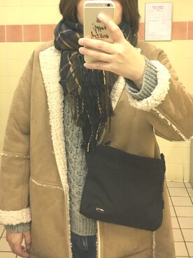 「LOWRYS FARM（ローリーズファーム）のアイテム（ムートンコート）」を使った、maaaさん（レディース・164cm）の冬コーディネート