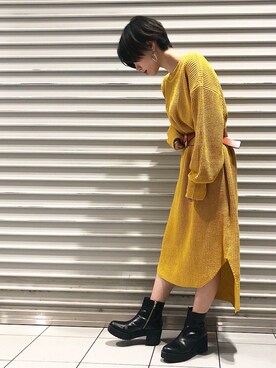 ブーツを使った 黄色ワンピース の人気ファッションコーディネート Wear