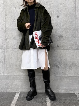 「オーバーシャツ」｜「アイテム（その他アウター）」を使った、ayumi  hagiharaさん（レディース・161cm）の冬コーディネート