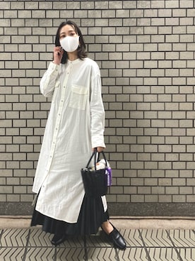 「JEANASIS（ジーナシス）のアイテム（シャツワンピース）」を使った、ayumi  hagiharaさん（レディース・161cm）の夏コーディネート