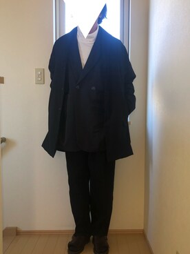 「niko and...（ニコアンド）のアイテム（チェスターコート）」を使った、トミナガさん（メンズ・177cm）の冬コーディネート
