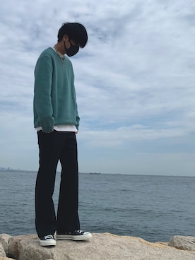 「H&M（エイチ・アンド・エム）のアイテム（スウェット）」を使った、かいとさん（メンズ・175cm）の秋コーディネート