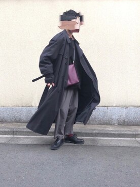 「COOOPER」｜「アイテム（スラックス）」を使った、坂口峻吾♻️さん（メンズ・168cm）の冬コーディネート