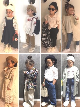 「ZARA KIDS」｜「アイテム（スタジャン）」を使った、になこ＊さん（キッズ・100cm）の冬コーディネート