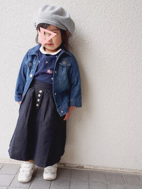 「平成最後のWEARISTAセンバツ」｜「アイテム（ハンチング/ベレー帽）」を使った、miw1017a さん（キッズ・90cm）の春コーディネート