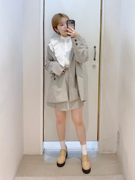 「へザー」｜「アイテム（ローファー）」を使った、ぶんちゃんさん（レディース・152cm）の春コーディネート