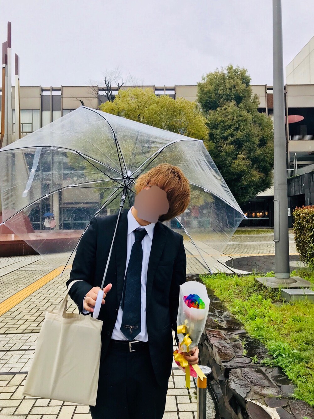 「ayame、スーツスタイル、卒業式、rrl、Ralph Lauren、スーツ、ネクタイ」｜「RRLのアイテム（ネクタイ、ブルー系）」を使った、ヨゴさん（メンズ・172cm）の春コーディネートの1枚目の写真