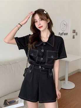 「no brand（ノーブランド）のアイテム（セットアップ）」を使った、voguebellayさん（レディース・170cm）の夏コーディネート