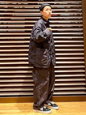 「ニコアンド」｜「アイテム（ミリタリージャケット）」を使った、kneko2545さん（メンズ・162cm）の秋コーディネート