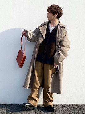 「niko and...（ニコアンド）のアイテム（トレンチコート）」を使った、kneko2545さん（メンズ・162cm）の秋コーディネート