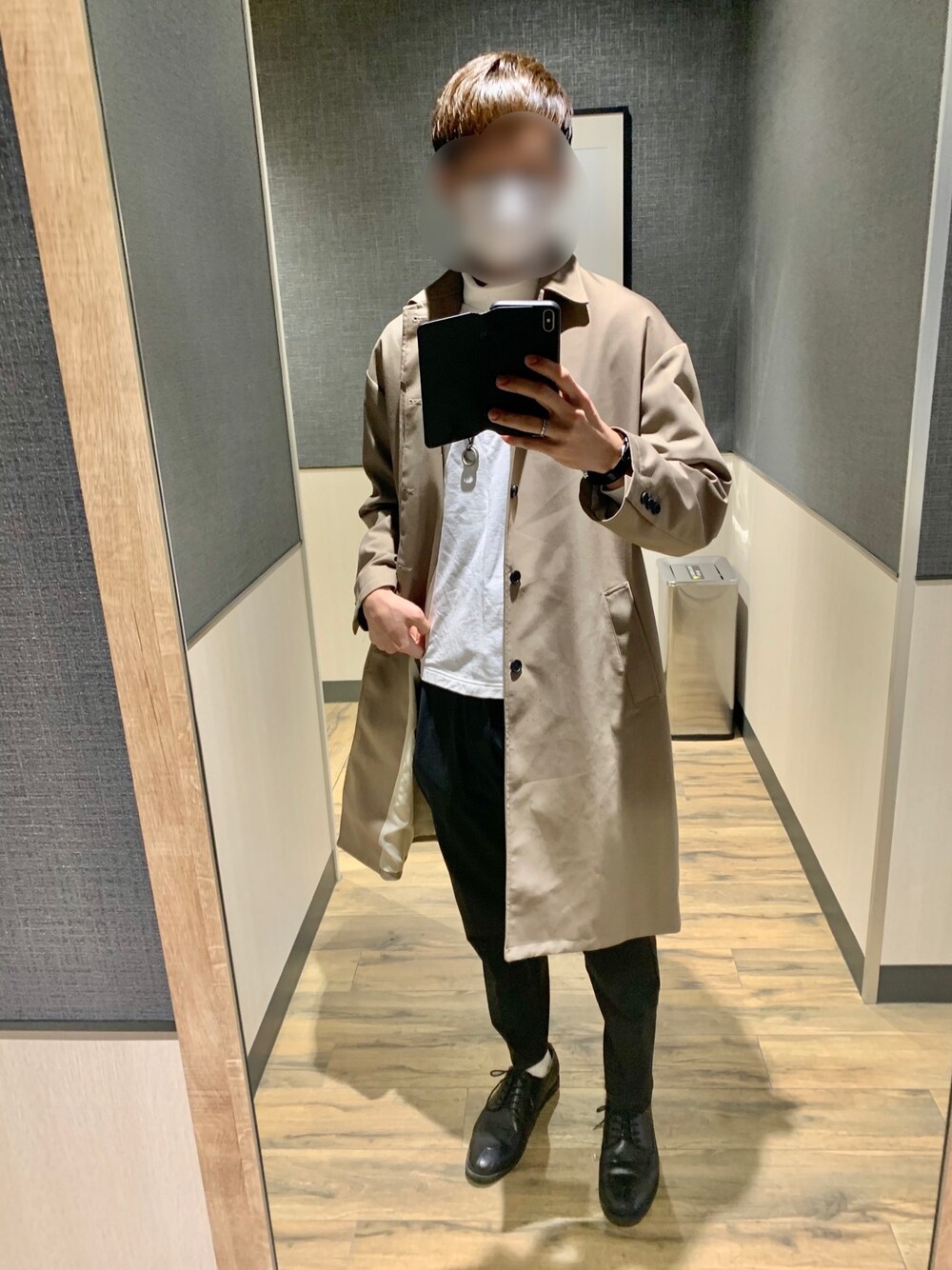 「秋コーデ、休日スタイル、シンプルコーデ、ステンカラーコート、UNIQLO、GU」｜「DOOPZのDOOPZ TRドロップショルダーステンカラーコート（ステンカラーコート、ベージュ系）」を使った、ゆっくんさん（メンズ・180cm）の秋コーディネートの1枚目の写真