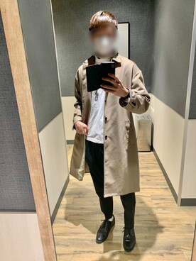 「アイテム（ステンカラーコート）」を使った、ゆっくんさん（メンズ・180cm・20代）の秋コーディネート