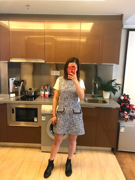「ZARA（ザラ）のアイテム（ワンピース、ブルー系）」を使った、Tracyさん（レディース・160cm）の春コーディネート