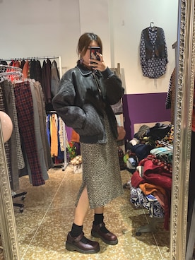 「古着女子」｜「アイテム（ムートンコート）」を使った、vintagestudio113さん（レディース・163cm）の冬コーディネート