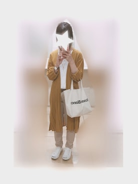 「アイテム（シャツワンピース、ゴールド系）」を使った、yon＊＊＊さん（レディース・157cm）の秋コーディネート