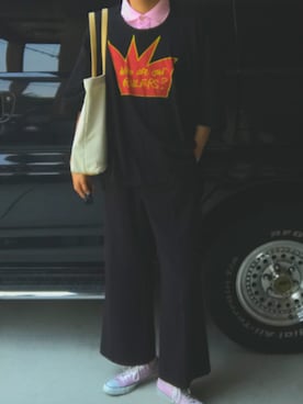 「Vivienne Westwood MAN（ヴィヴィアンウエストウッドマン）のアイテム（Tシャツ/カットソー、ブラック系）」を使った、りょーへいさん（メンズ・182cm）の春コーディネート