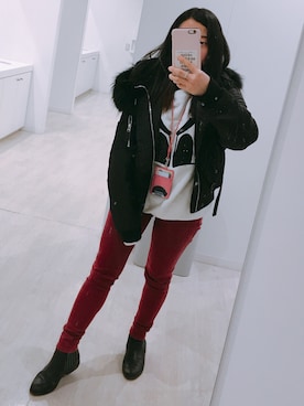 「PANCOATのアイテム」を使った、Ami さん（レディース・144cm）の冬コーディネート