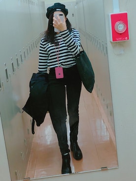 「UNIQLO（ユニクロ）のWOMEN ウルトラストレッチジーンズ（デニムパンツ）」を使った、Ami さん（レディース・144cm）の夏コーディネート